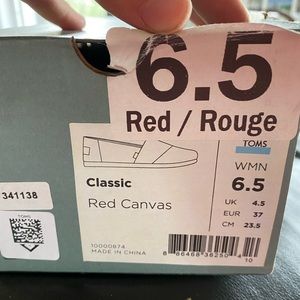 Toms Women’s size 6.5 Red